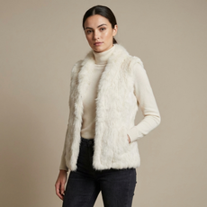 Short White Rabbit and Fox Fur Gilet FF46A-10