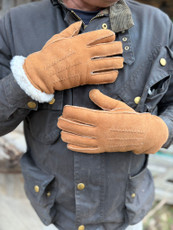 Men's Cuffed Sheepskin Gloves in Tan