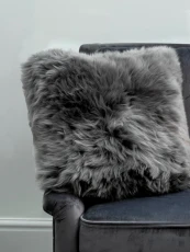 TWO Large Grey Sheepskin Cushions - DEAL