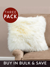 THREE Large White Sheepskin Cushions - DEAL