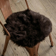 Round Sheepskin Chair Pad - Chocolate