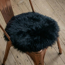 Round Sheepskin Chair Pad - Dark Grey