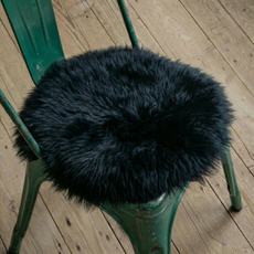 Round Sheepskin Chair Pad - Dark Grey