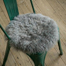  Round Sheepskin Chair Pad - Silver Grey