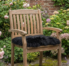 Square Sheepskin Chair Pad - Black