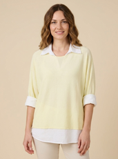 Double Layer Collar Top  in Lemon