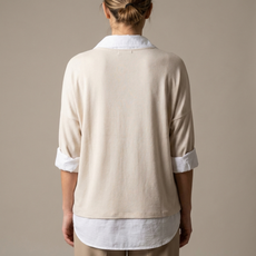 Double Layer Collar Top  in Oatmeal