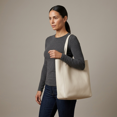 Cream Magnolia Leather Tote Bag 