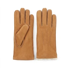 Womens Sheepskin Gloves with stitch detail - Tan