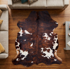 Brown And White Cowhide Rug NOV26-003 (210cm x 200cm)