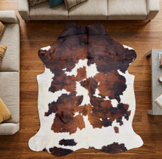 Brown And White  Cowhide Rug NOV26-062 (210cm x 190cm)