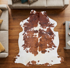 Brown And White Cowhide Rug NOV26-076 (200cm x 190cm)