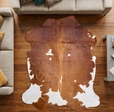Brown And White Cowhide Rug NOV26-117 (200cm x 175cm)