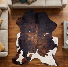 Deep Mahogany And White Cowhide Rug NOV26-226 (220cm x 190cm)