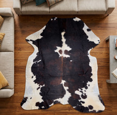 Deep Brown And White Cowhide Rug NOV26-232 (220cm x 190cm)
