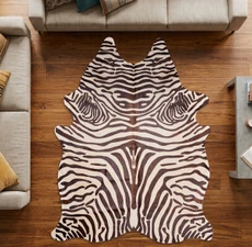Brown And Cream Zebra Cowhide Rug NOV26-236 (230cm x 180cm)
