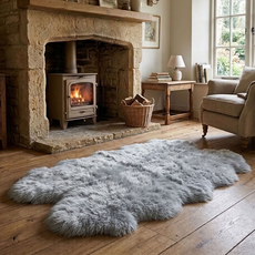 Silver Grey Quad Sheepskin Rug (195cm x 115cm) - SGREY