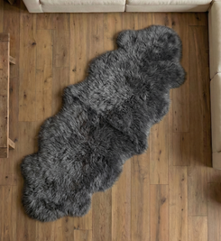 Mid Grey Double Sheepskin Rug - SDMG