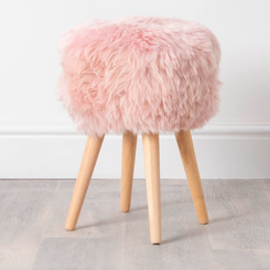 Pink Sheepskin Stool