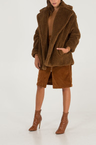 Stylish Faux Fur Teddy Coat in Brown NL5120-04