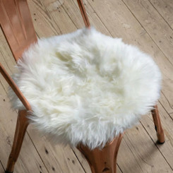 Round Sheepskin Chair Pad - White