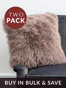 TWO Large Light Brown Sheepskin Cushions - DEAL