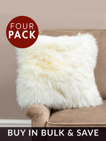 FOUR Small White Sheepskin Cushions - DEAL
