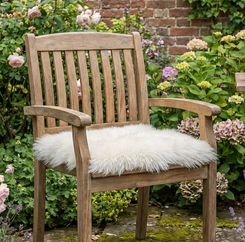 Square Sheepskin Chair Pad - White/Ivory