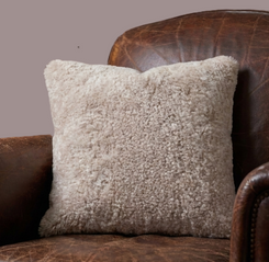 Natural Oyster Shearling Sheepskin Cushion