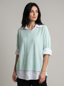 Double Layer Collar Top  in Mint