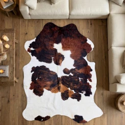 Brown and White Cowhide Rug AUG26-095 (210cm x 180cm)