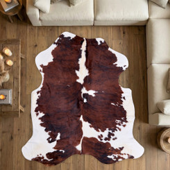 Brown and White Cowhide Rug AUG26-099 (210cm x 190cm)