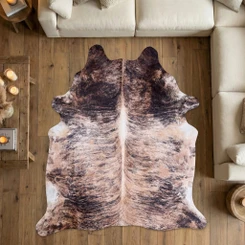 Brown and White Cowhide Rug AUG26-112 (250cm x 220cm)