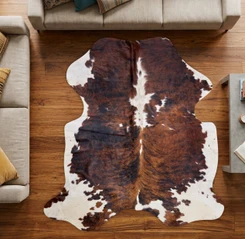 Tri Brown And White Cowhide Rug NOV26-010 (195cm x 190cm)