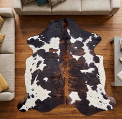 Textured Black, Brown And White Cowhide Rug NOV26-037 (180cm x 200cm)