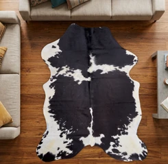 Burnt Black And White Speckled Cowhide Rug NOV26-038 (190cm x 150cm)