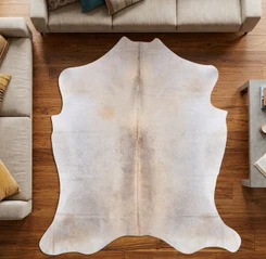 Beige And Grey Cowhide Rug NOV26-065 (200cm x 190cm)