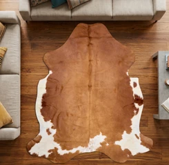 Brown And White Cowhide Rug NOV26-069 (200cm x 190cm)