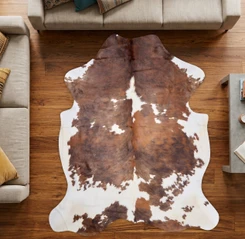 Brown And White Cowhide Rug NOV26-075 (230cm x 210cm)