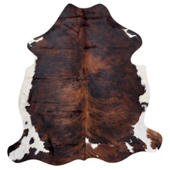 Brindle Brown And White Cowhide Rug NOV26-084 (190cm x 190cm)