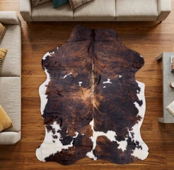 Brown And White Cowhide Rug NOV26-088 (210cm x 180cm)