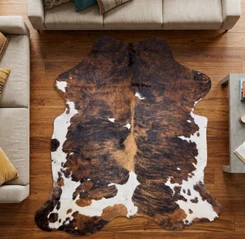 Brown And White Cowhide Rug NOV26-124 (200cm x 190cm)