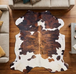 Bright Brown And White Cowhide Rug NOV26-162 (200cm x 190cm)