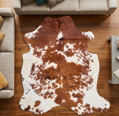 Textured Brown And White Cowhide Rug NOV26-167 (210cm x 190cm)