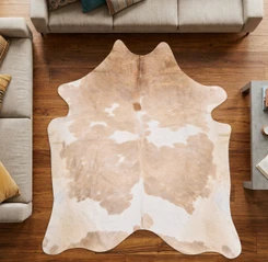 Beige And Cream Cowhide Rug NOV26-188 (220cm x 210cm)