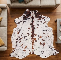 Dappled Brown And White Cowhide Rug NOV26-197 (200cm x 200cm)