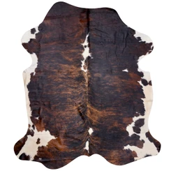 Deep Mahogany And White Cowhide Rug NOV26-210 (210cm x 190cm)