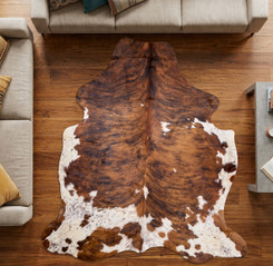 Brown And White Cowhide Rug NOV26-225 (200cm x 190cm)