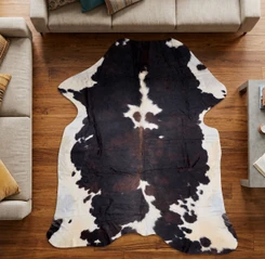 Deep Brown And White Cowhide Rug NOV26-232 (220cm x 190cm)