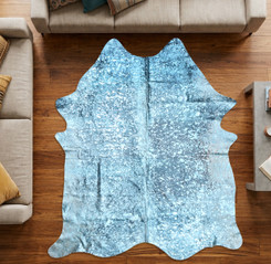 Cosmic Blue Metallic Cowhide Rug NOV26-243 (230cm x 200cm)